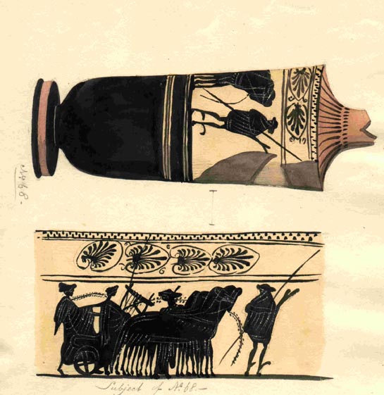 (68) Lekythos, chariot scene